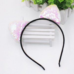 Diona J Bling Sparkle Cat BabyPink Ear Headband Hairband For Kid Halloween Party